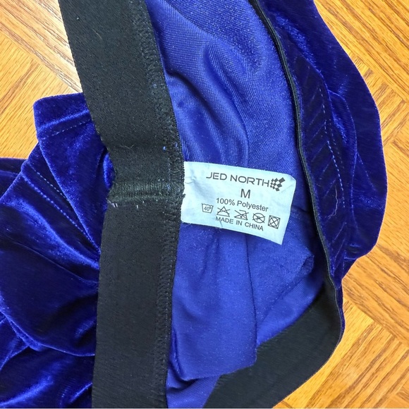 Jed North Sapphire Blue Faux Velvet Biker Shorts | Soft Stretchy 100% Polyester - Picture 5 of 5